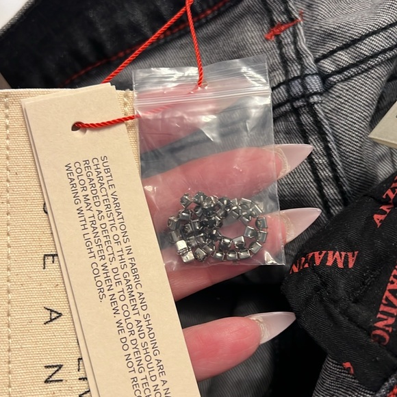 Alice & Olivia black boyfriend jeans new with tags Fringe  rhinestone size29 - Picture 11 of 12